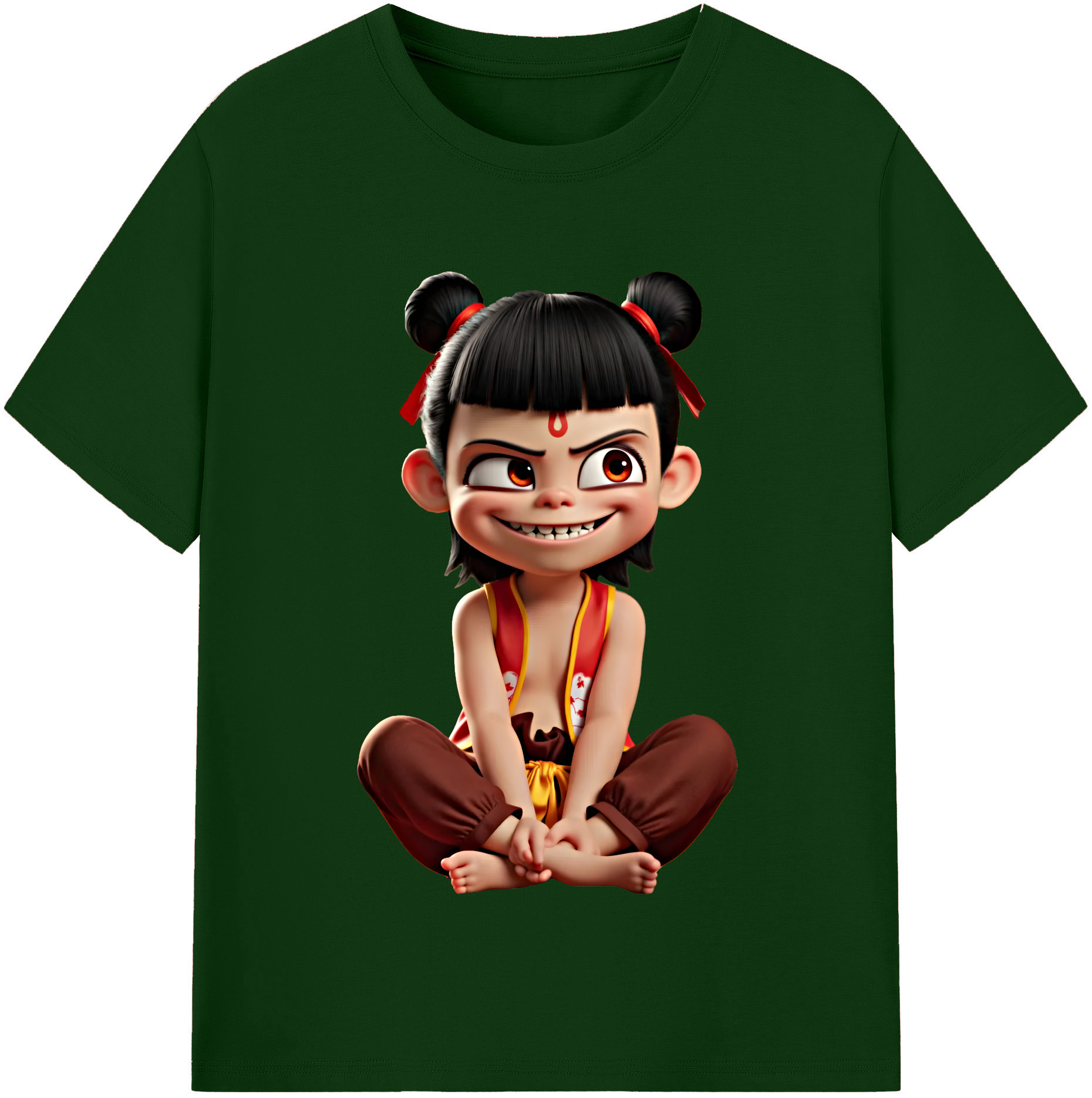 （画像用） Ne Zha 2 ナタ 魔童の大暴れ 綿100％半袖Tシャツ（フロントプリント）